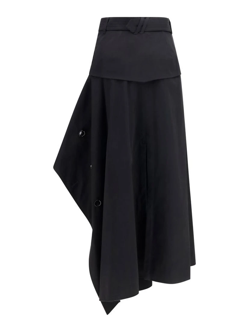 Black Cotton Long Skirt