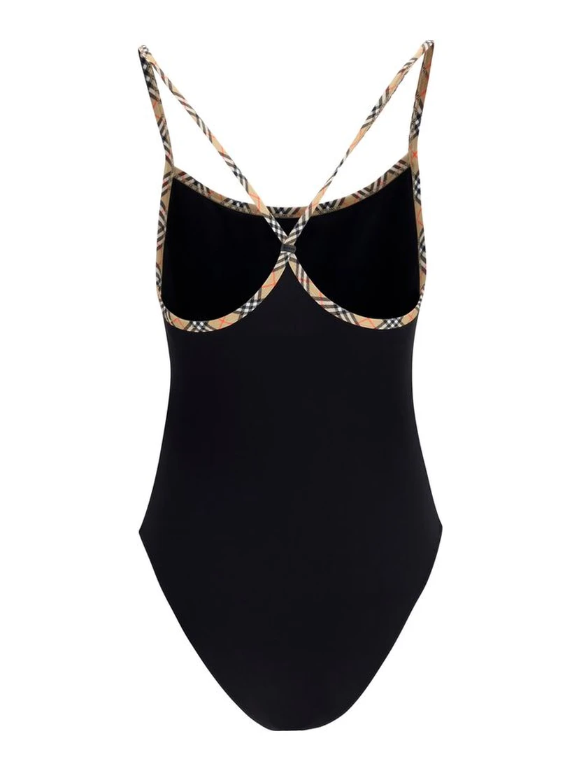 Black Elastane One-Piece Swimsuit