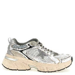 Silver Leather Chunky Sneakers