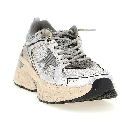 Silver Leather Chunky Sneakers