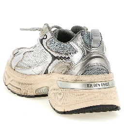 Silver Leather Chunky Sneakers