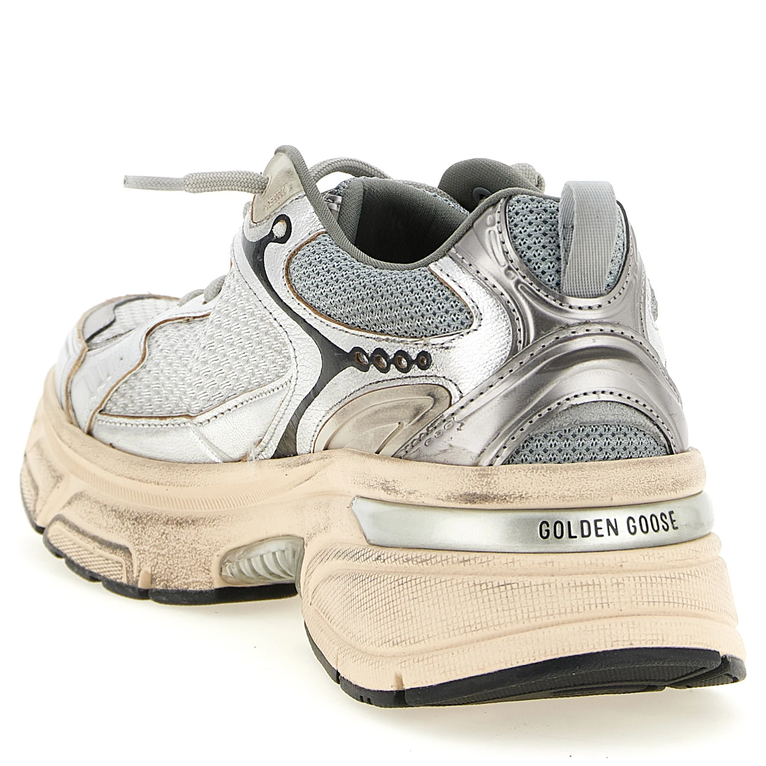 Silver Leather Chunky Sneakers