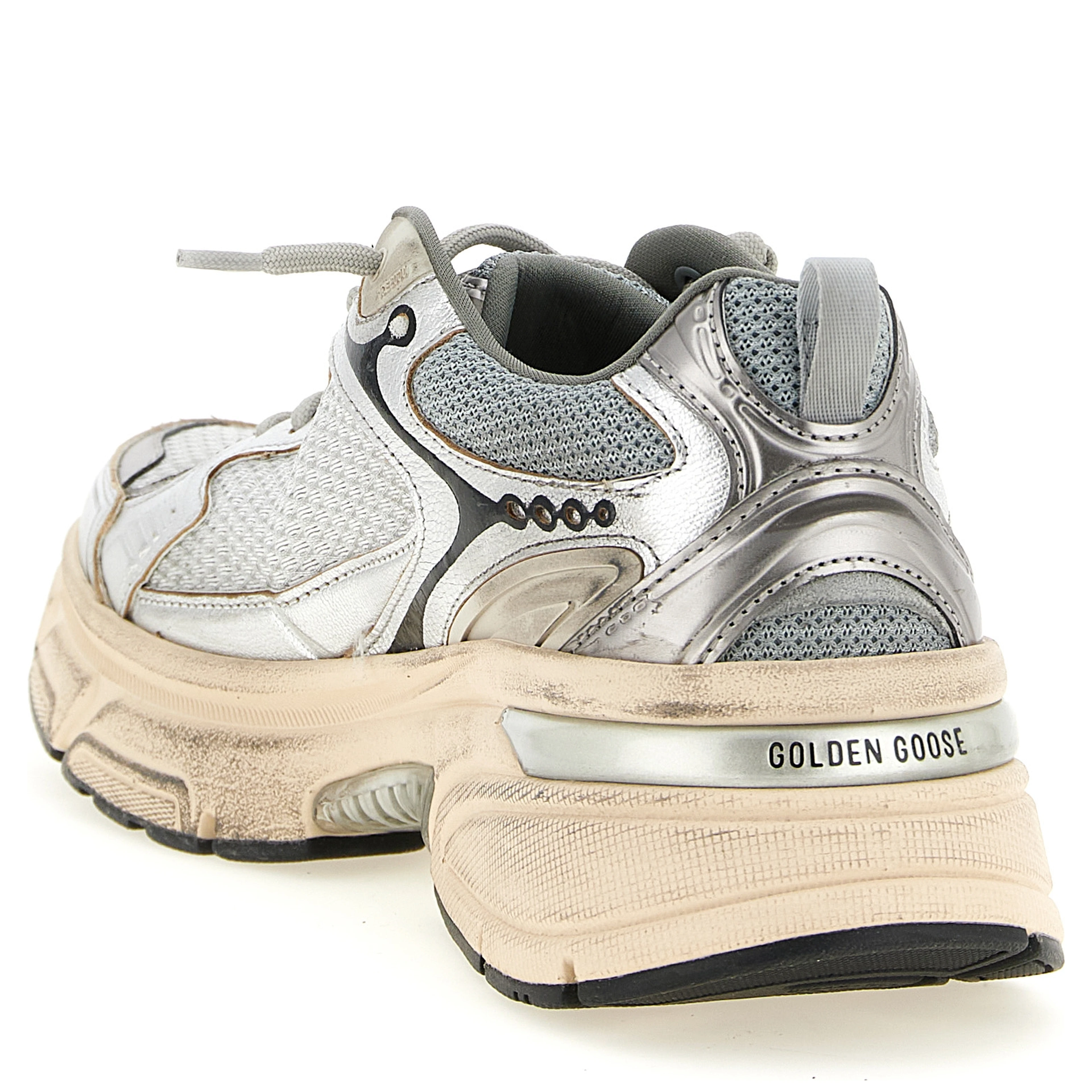 Silver Leather Chunky Sneakers