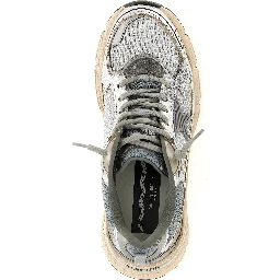 Silver Leather Chunky Sneakers