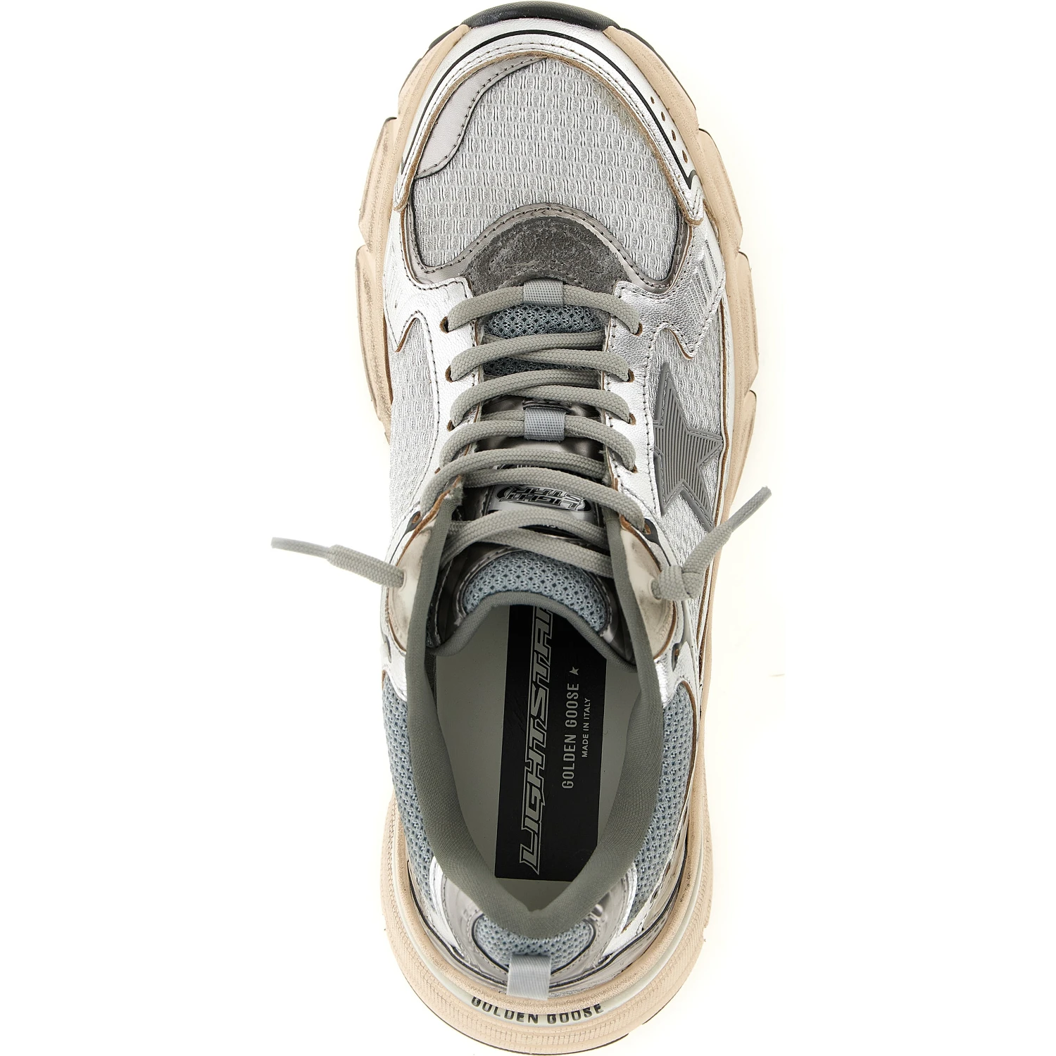 Silver Leather Chunky Sneakers