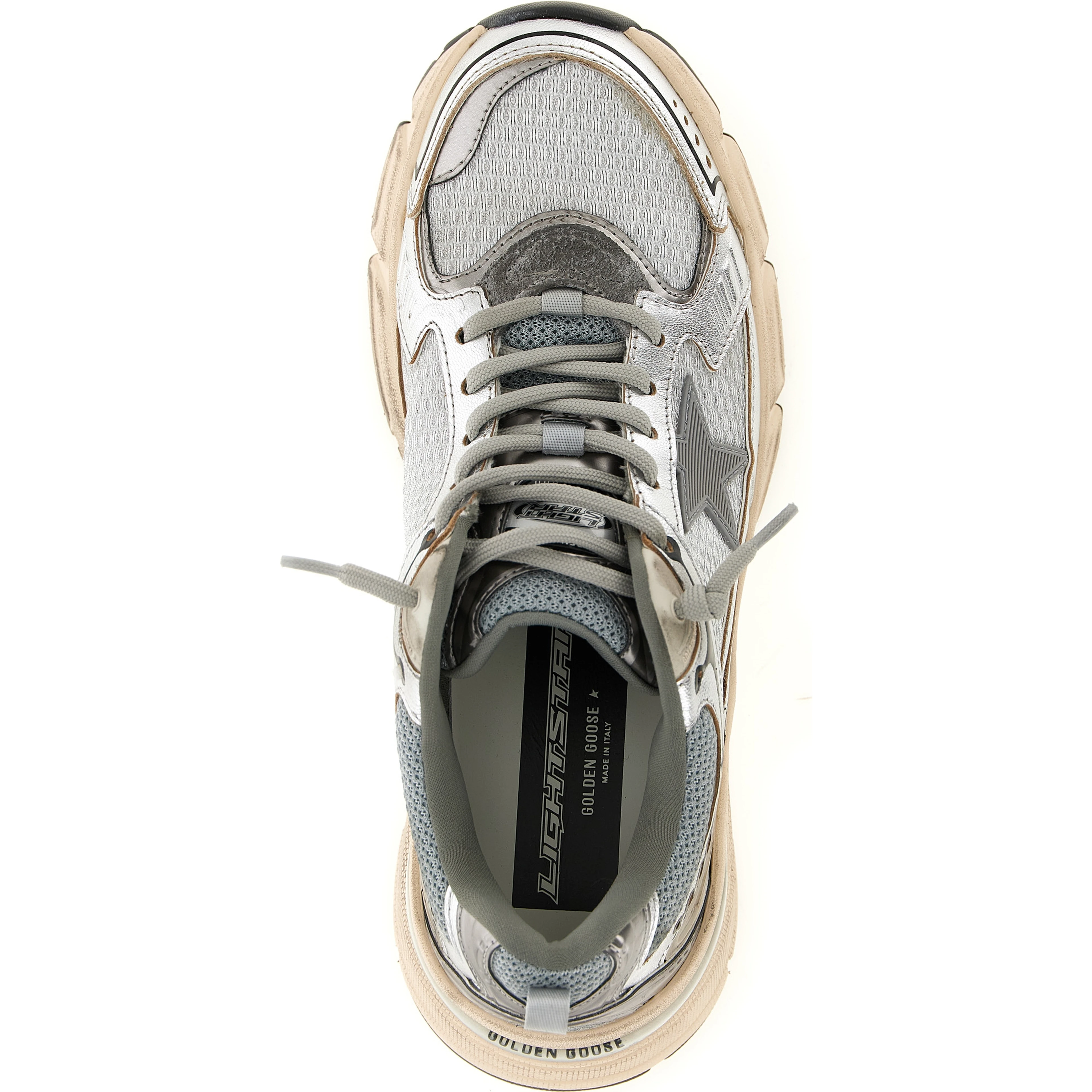 Silver Leather Chunky Sneakers