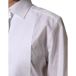 White Cotton Tuxedo Bib Long Sleeve Dress Shirt
