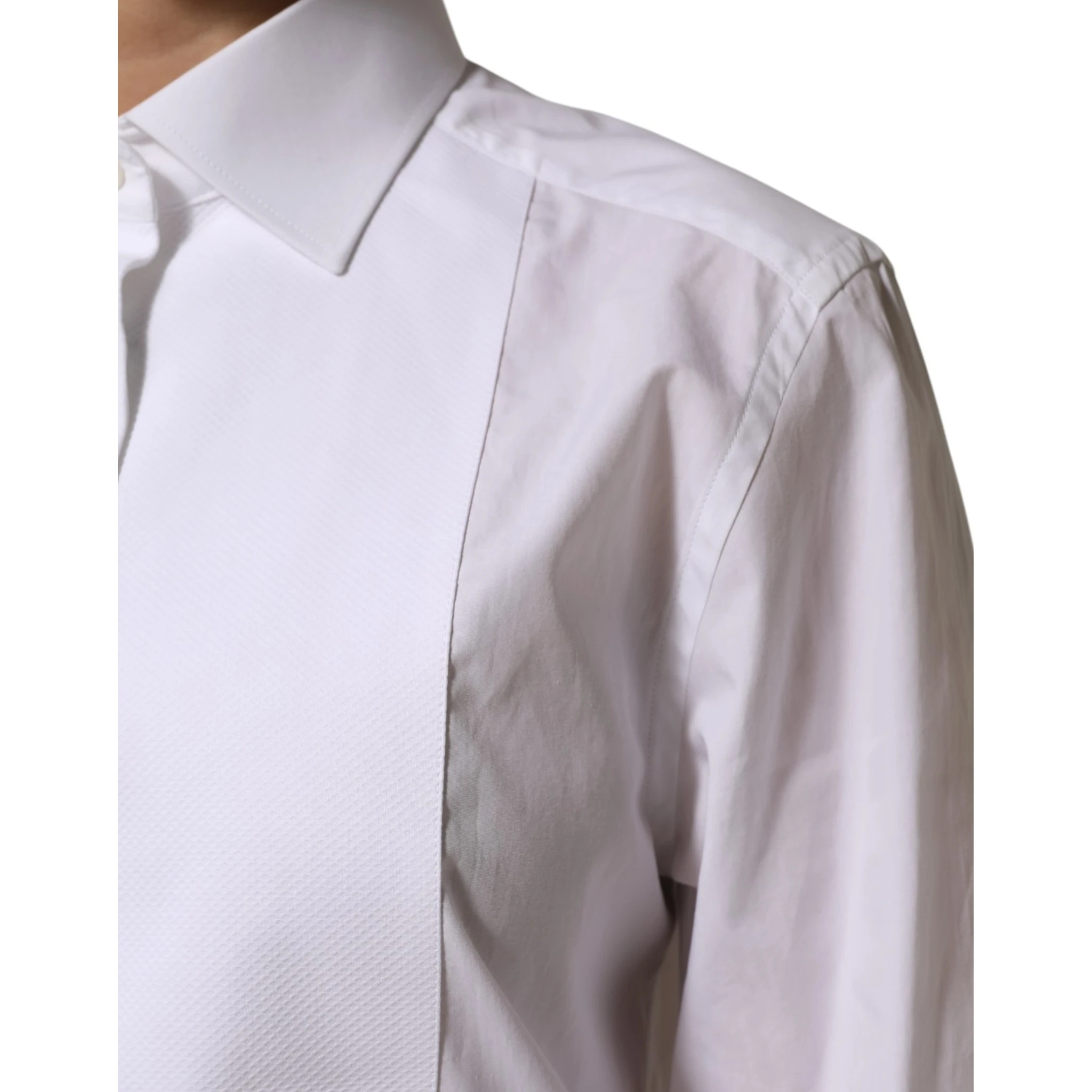 White Cotton Tuxedo Bib Long Sleeve Dress Shirt