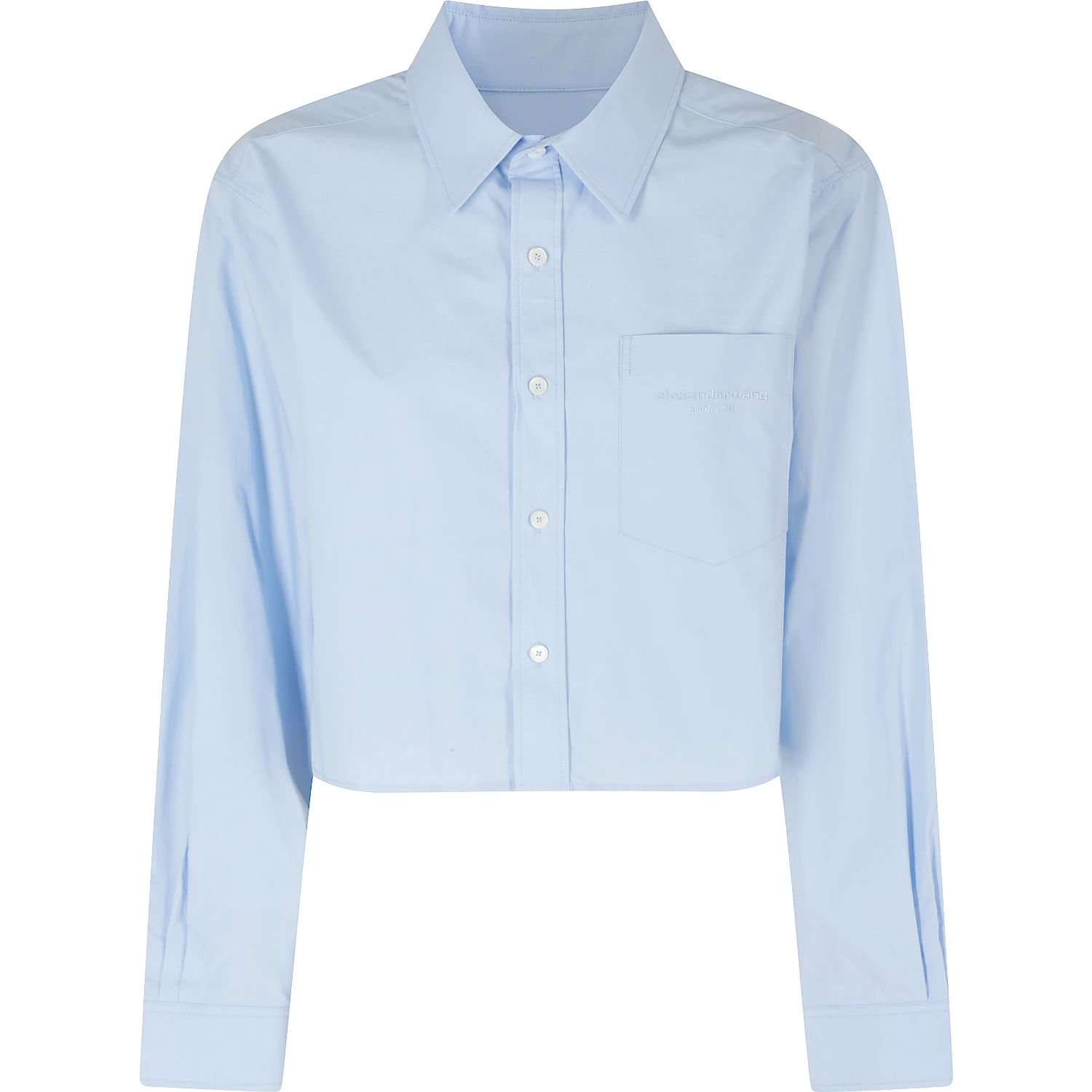 CROPPED SHIRT W EMBROIDERED LOGO