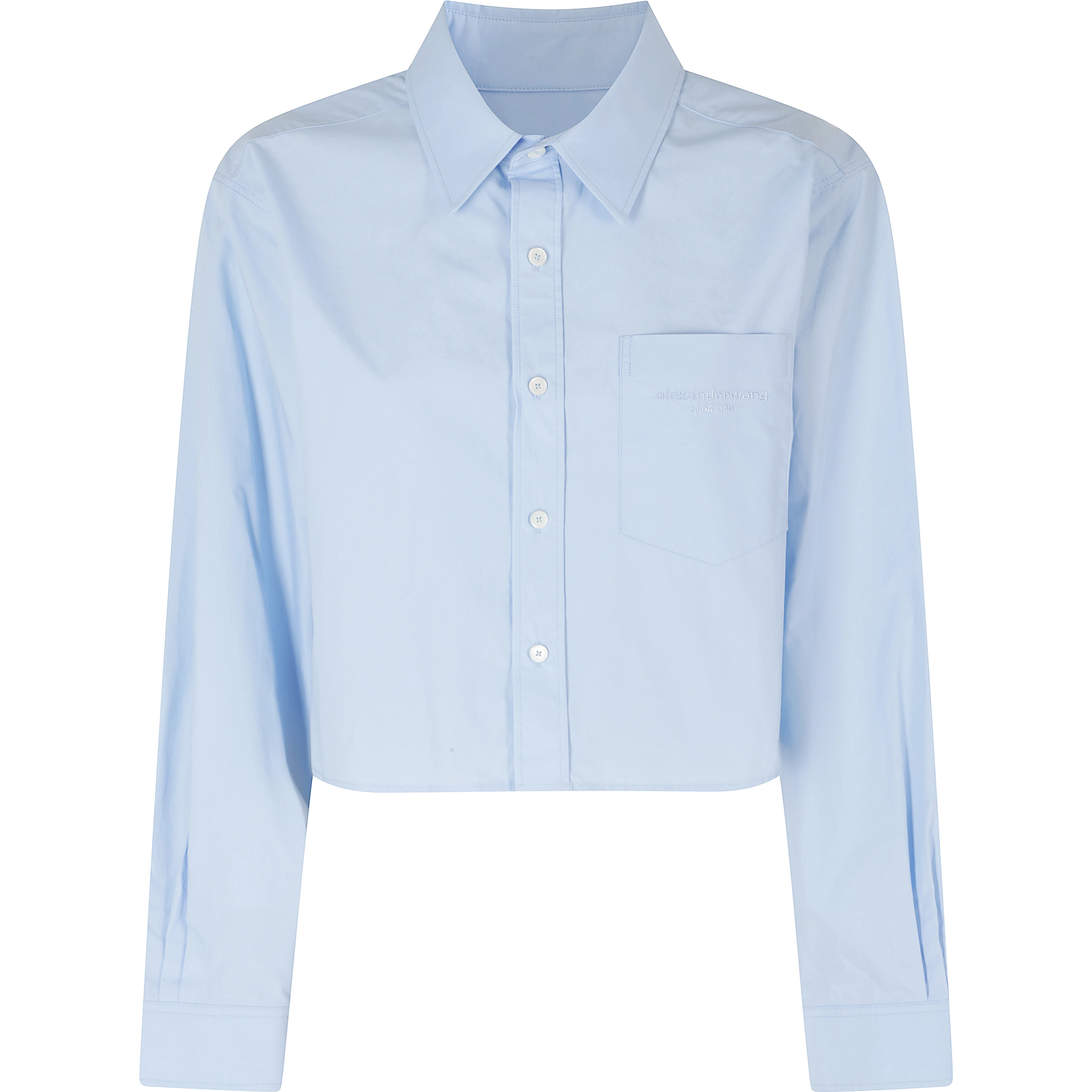 CROPPED SHIRT W EMBROIDERED LOGO