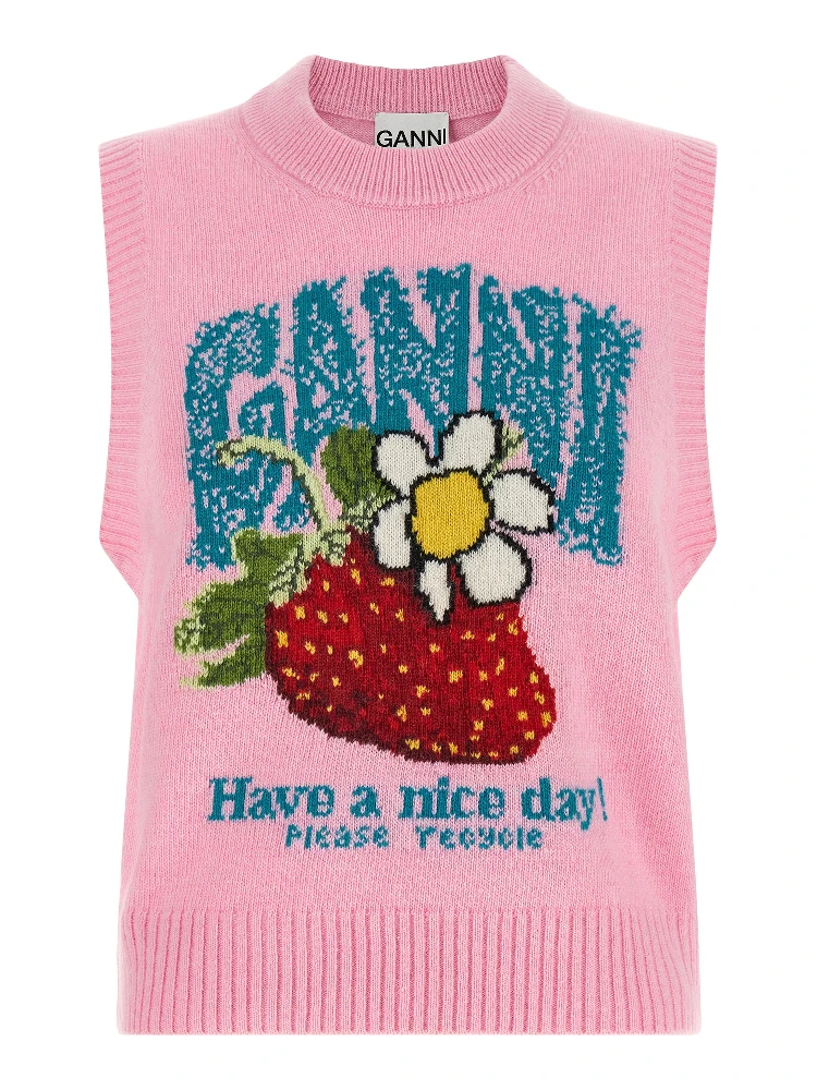 Multicolor Wool Sleeveles Sweater