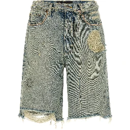 Blue Cotton Bermuda Shorts