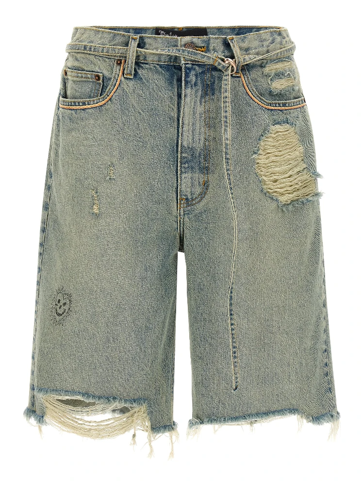 Blue Cotton Bermuda Shorts