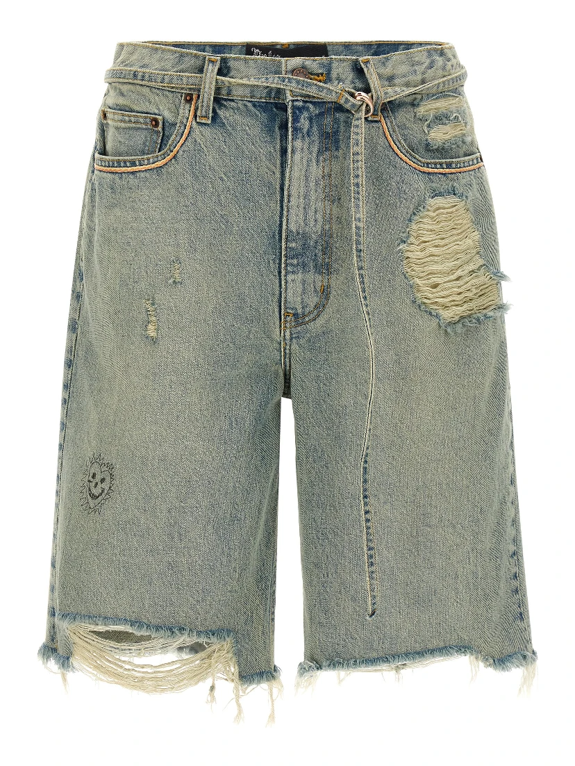 Blue Cotton Bermuda Shorts