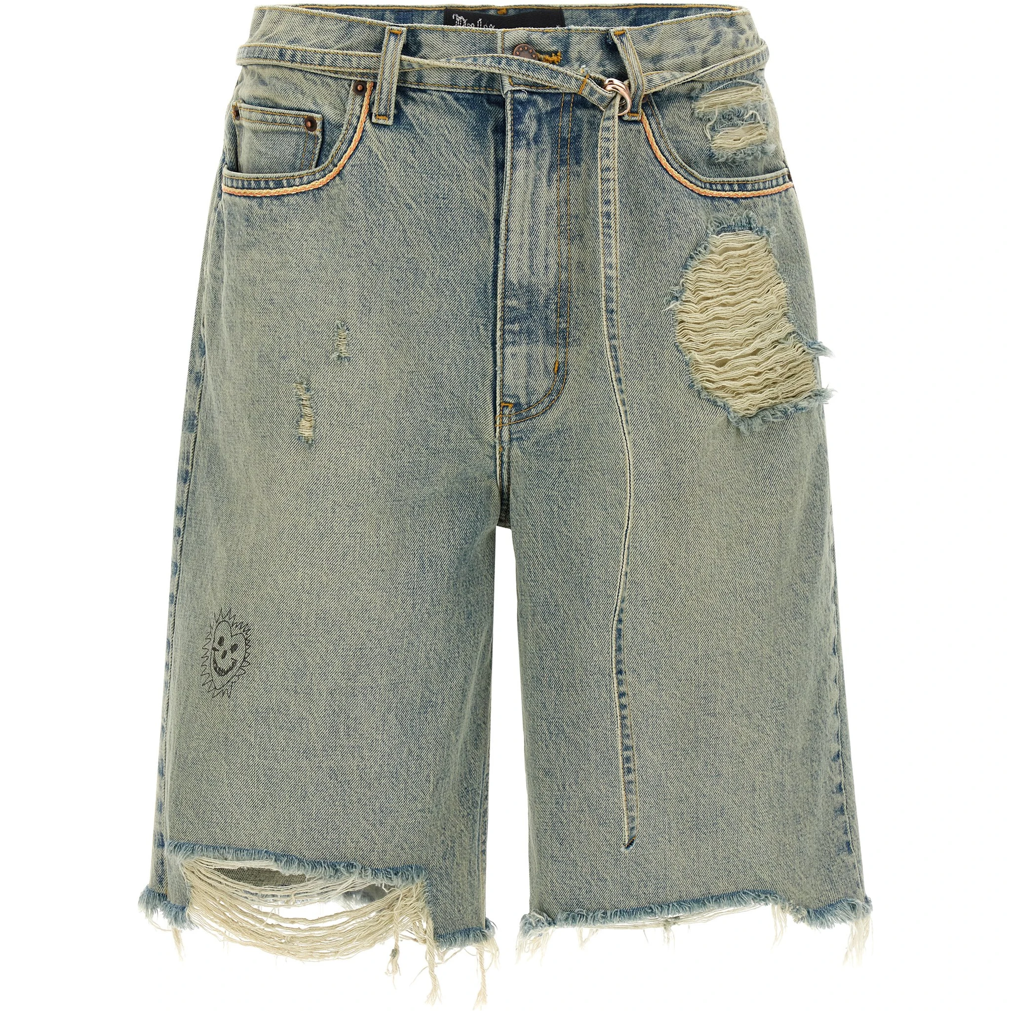 Blue Cotton Bermuda Shorts