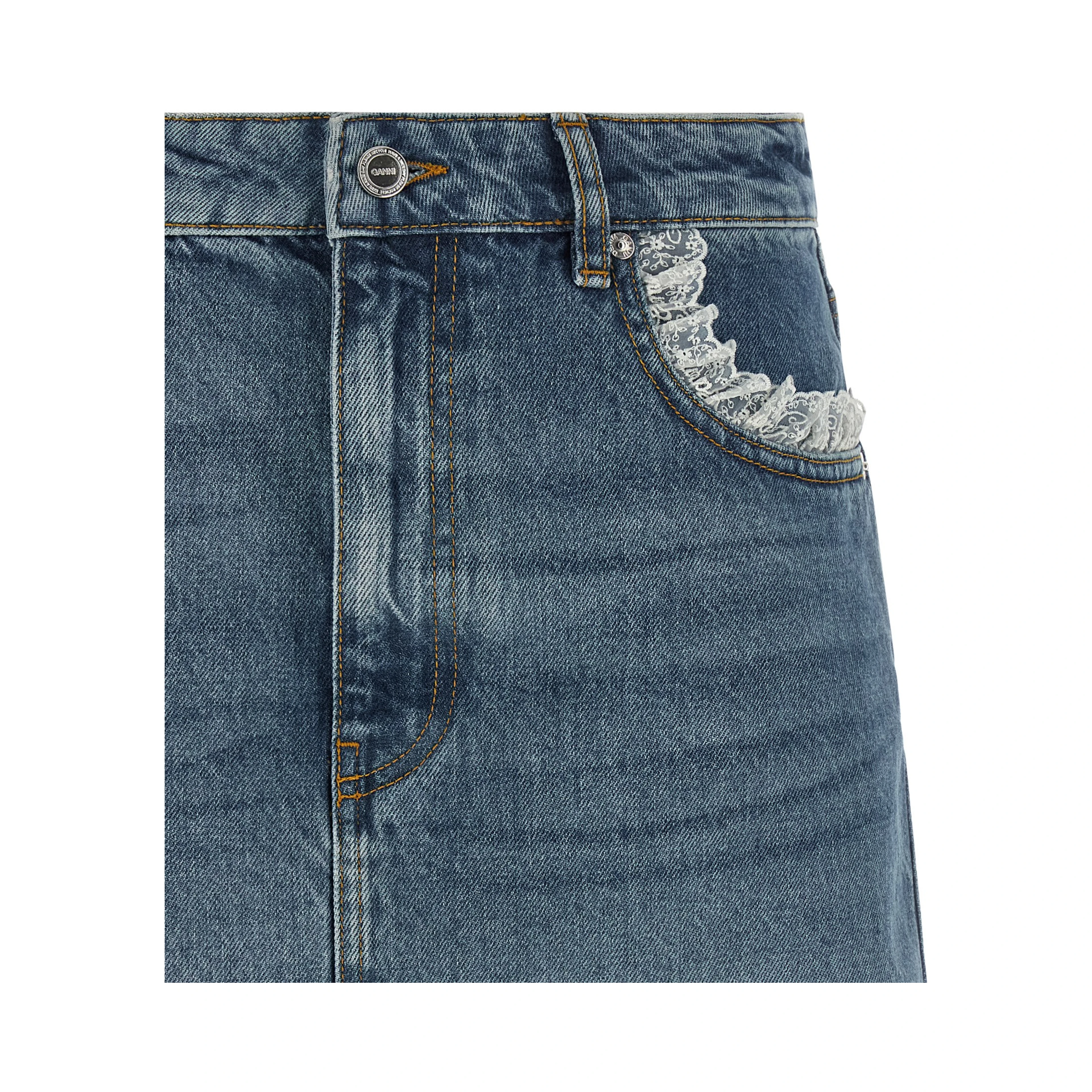 Blue Cotton Long Skirt
