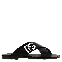 Black Calfskin Slides