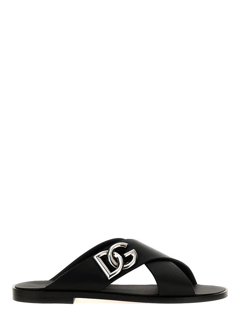 Black Calfskin Slides