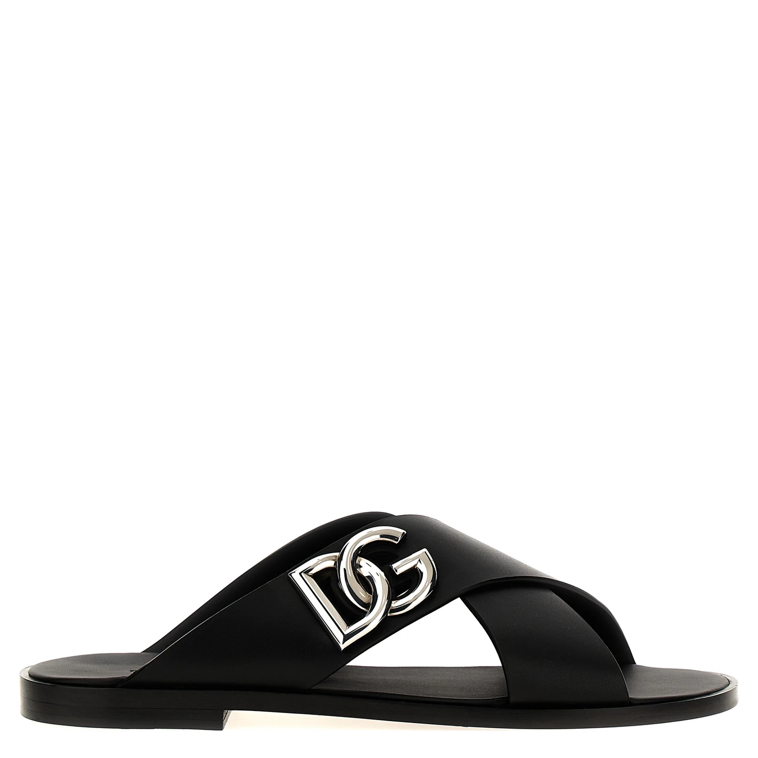 Black Calfskin Slides