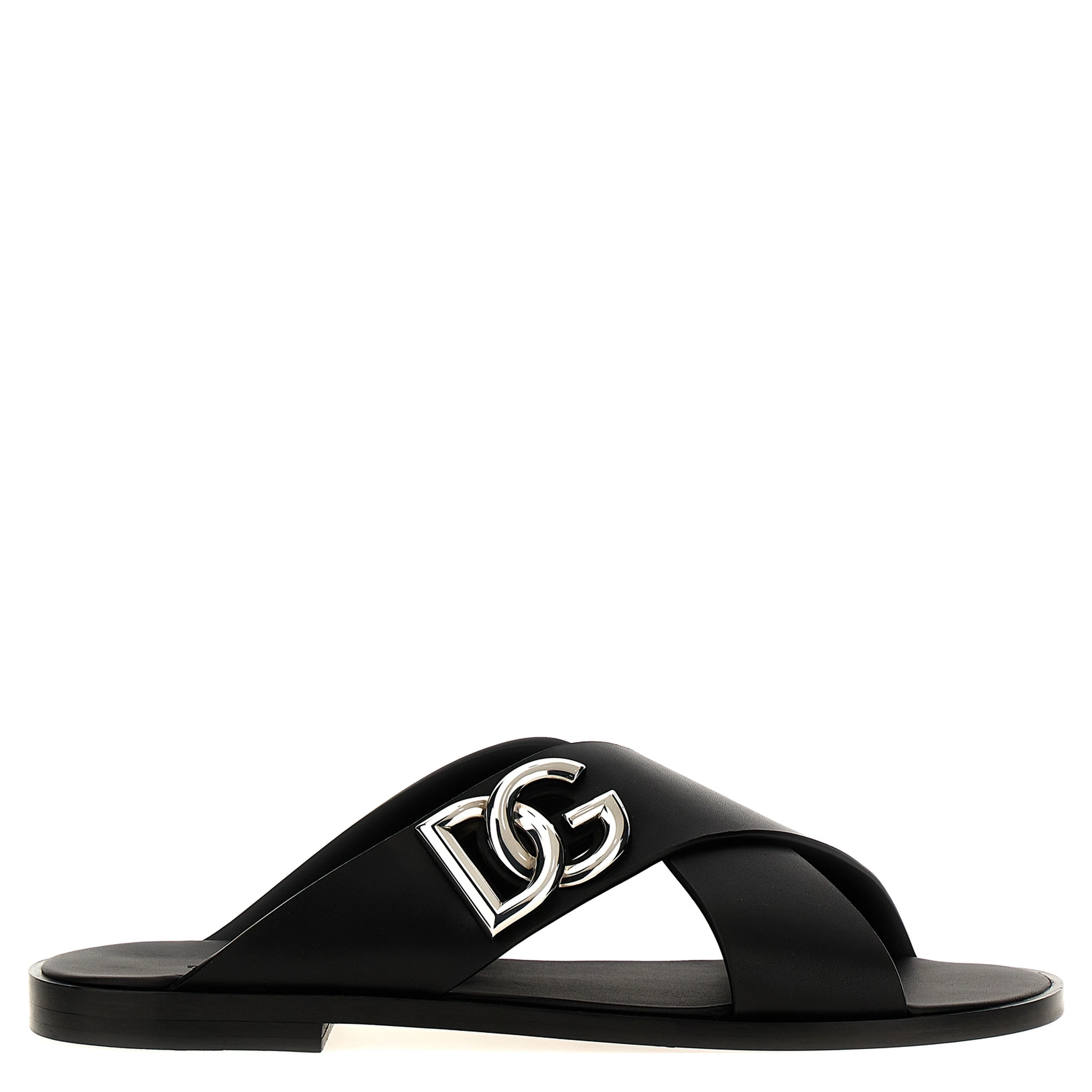 Black Calfskin Slides