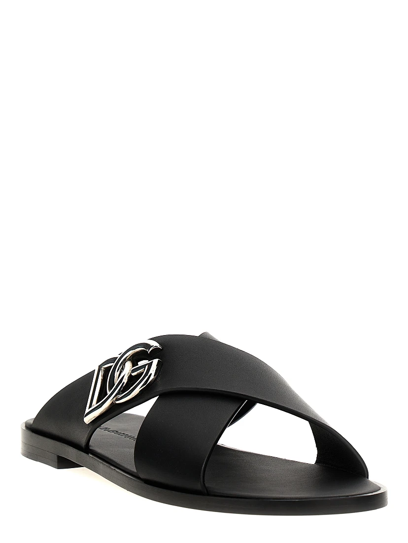 Black Calfskin Slides