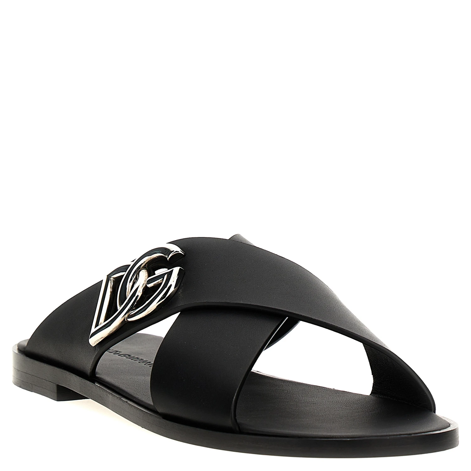 Black Calfskin Slides