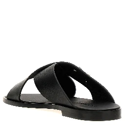Black Calfskin Slides