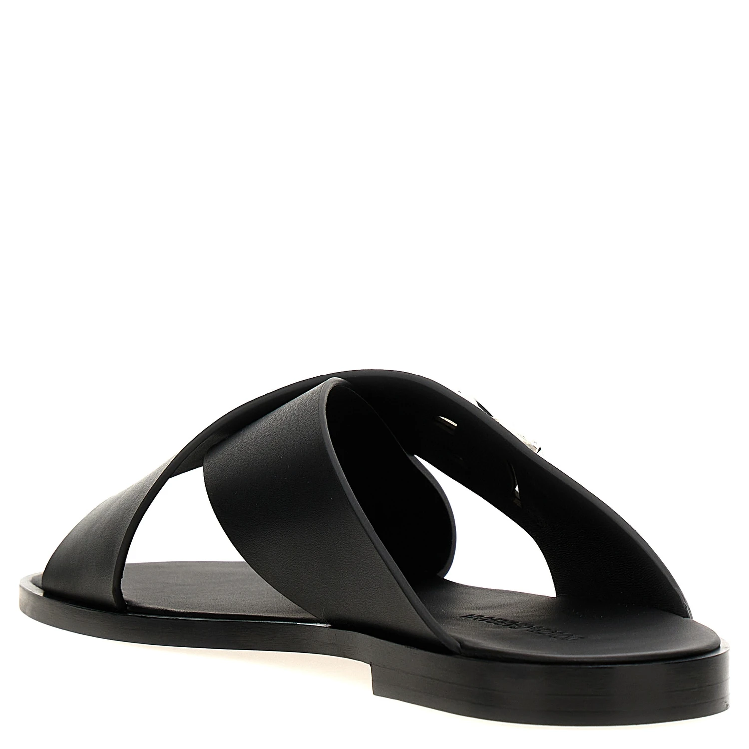 Black Calfskin Slides