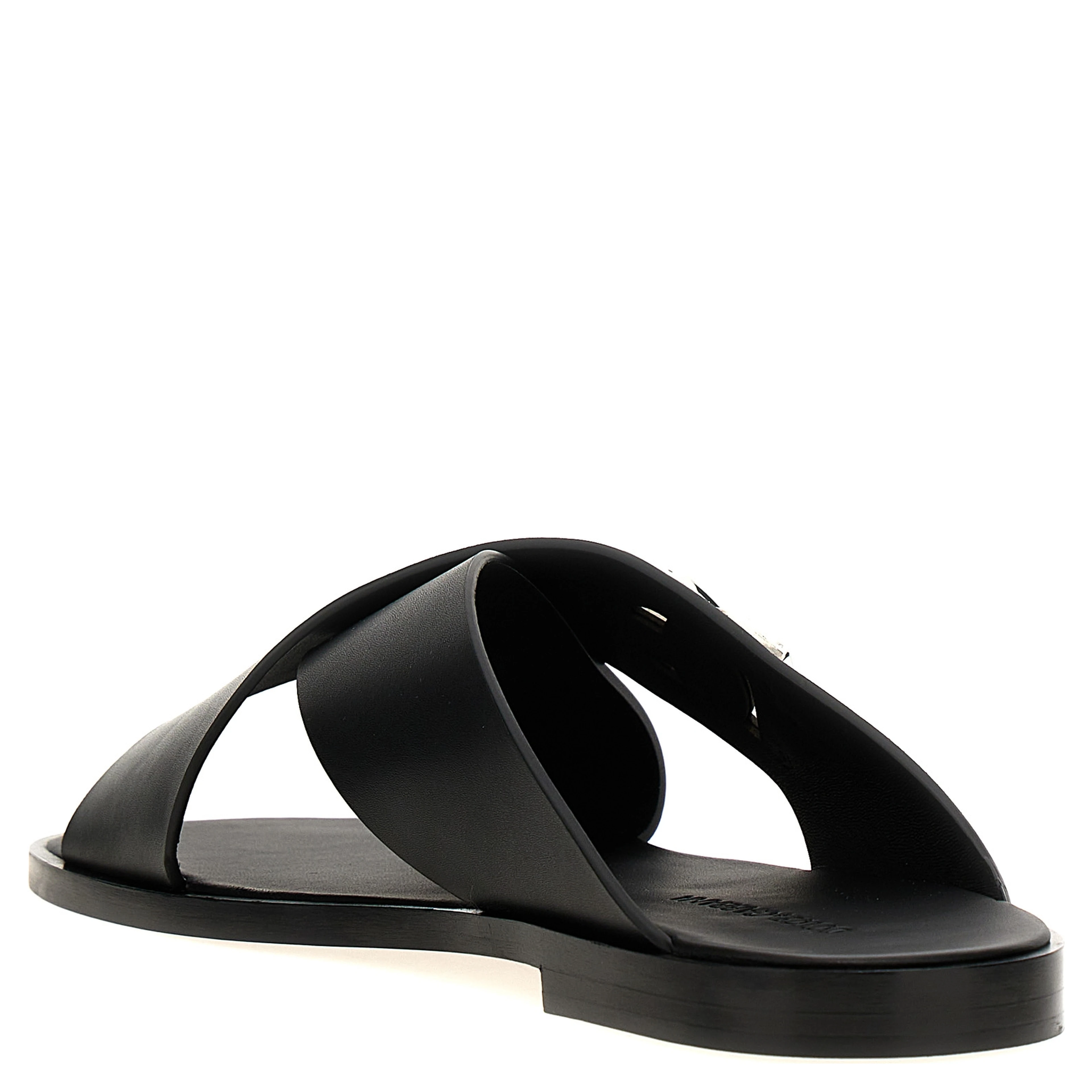 Black Calfskin Slides