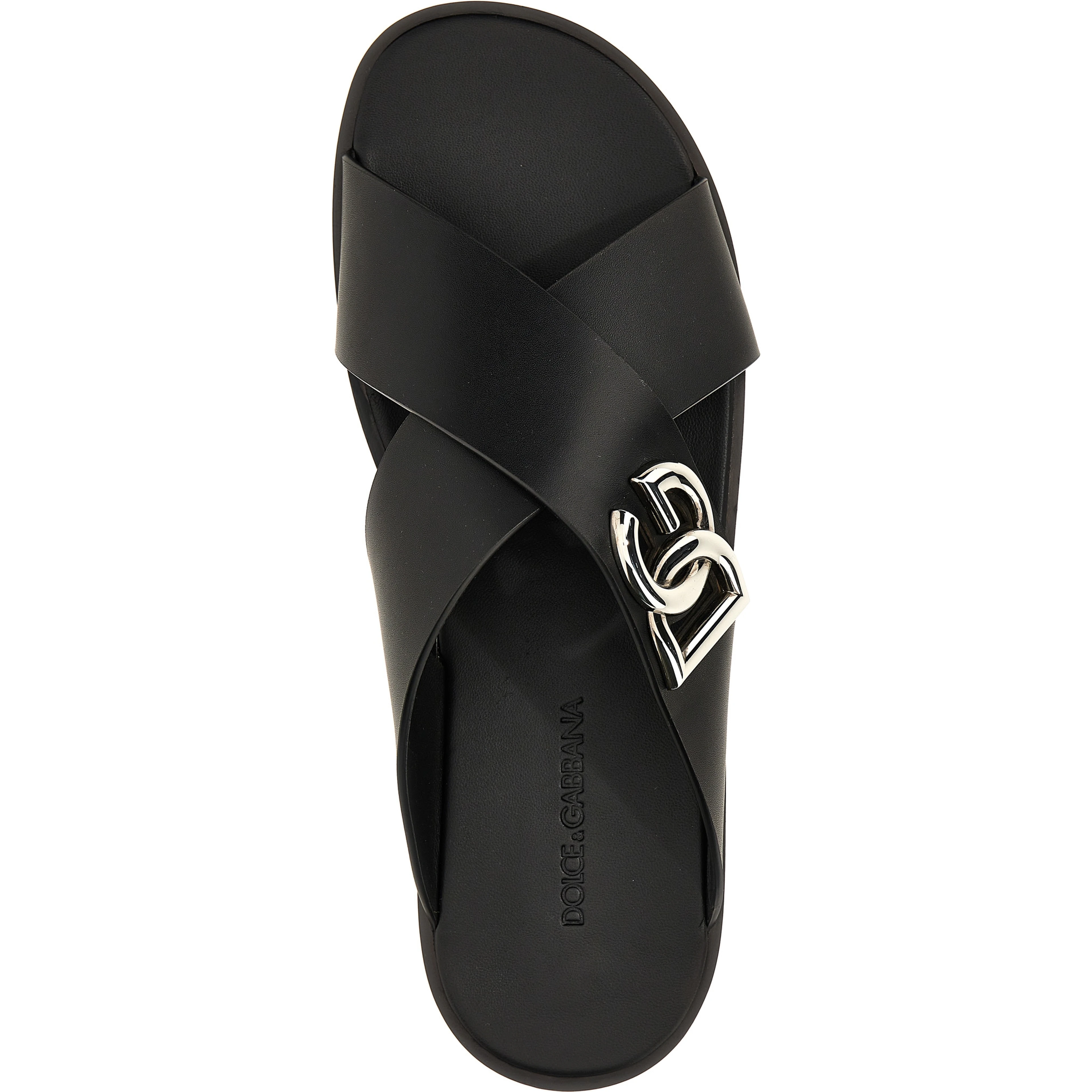 Black Calfskin Slides