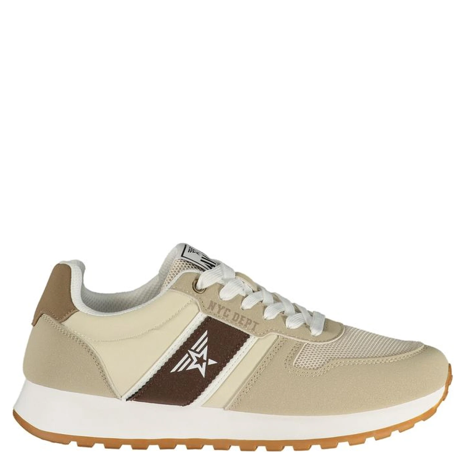 Beige Polyester Mens Sneaker