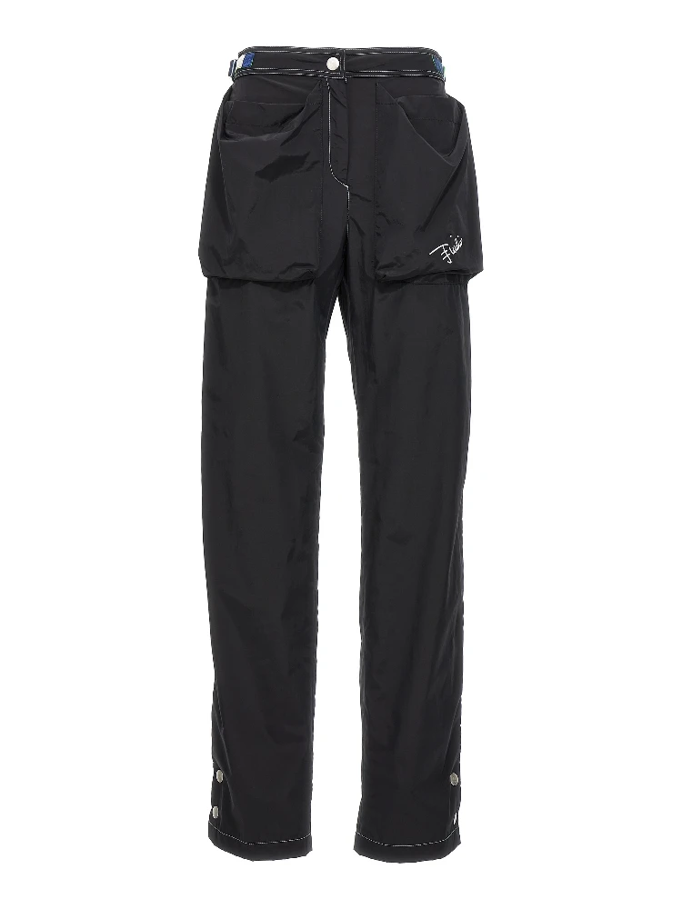 Black Polyamide Casual Pants