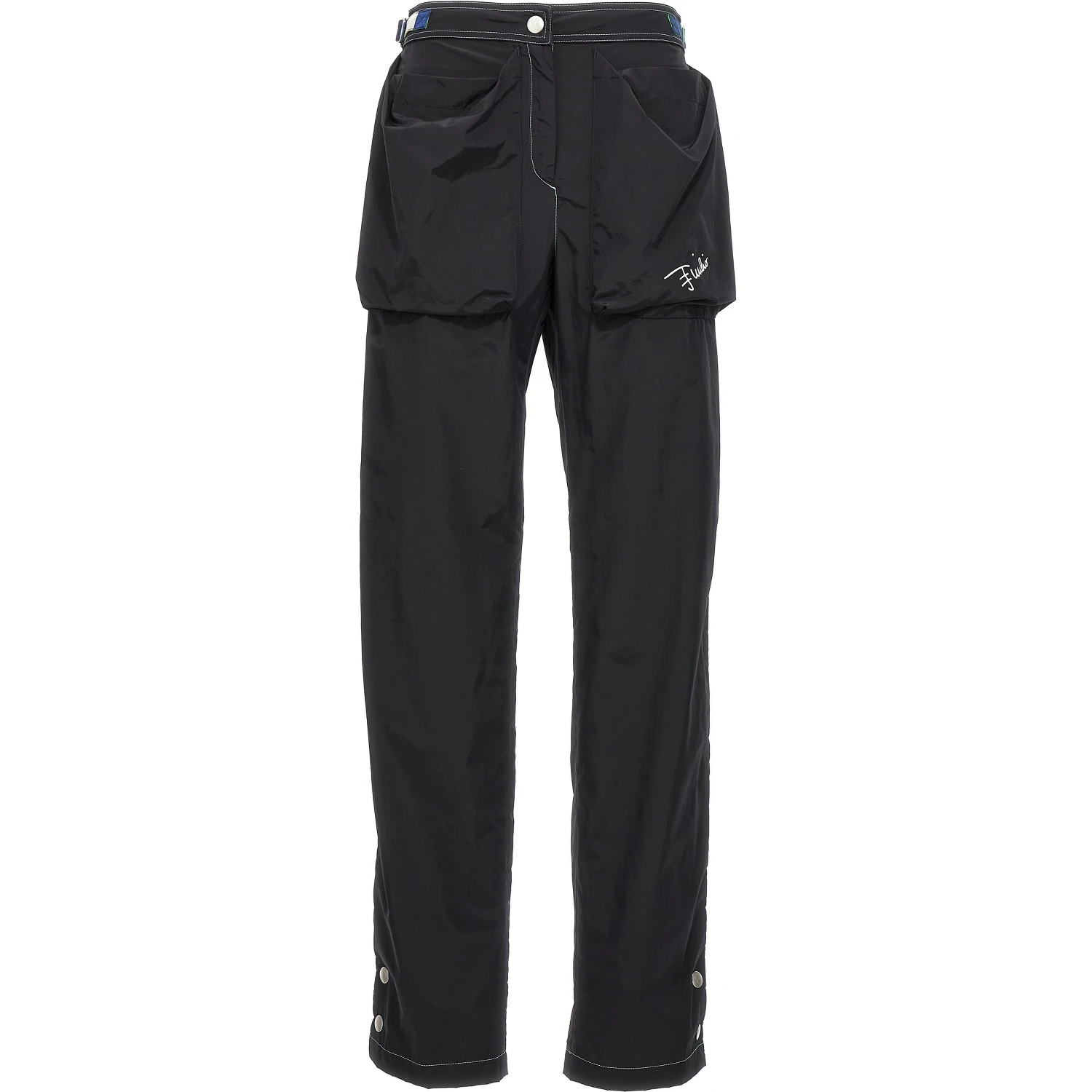 Black Polyamide Casual Pants