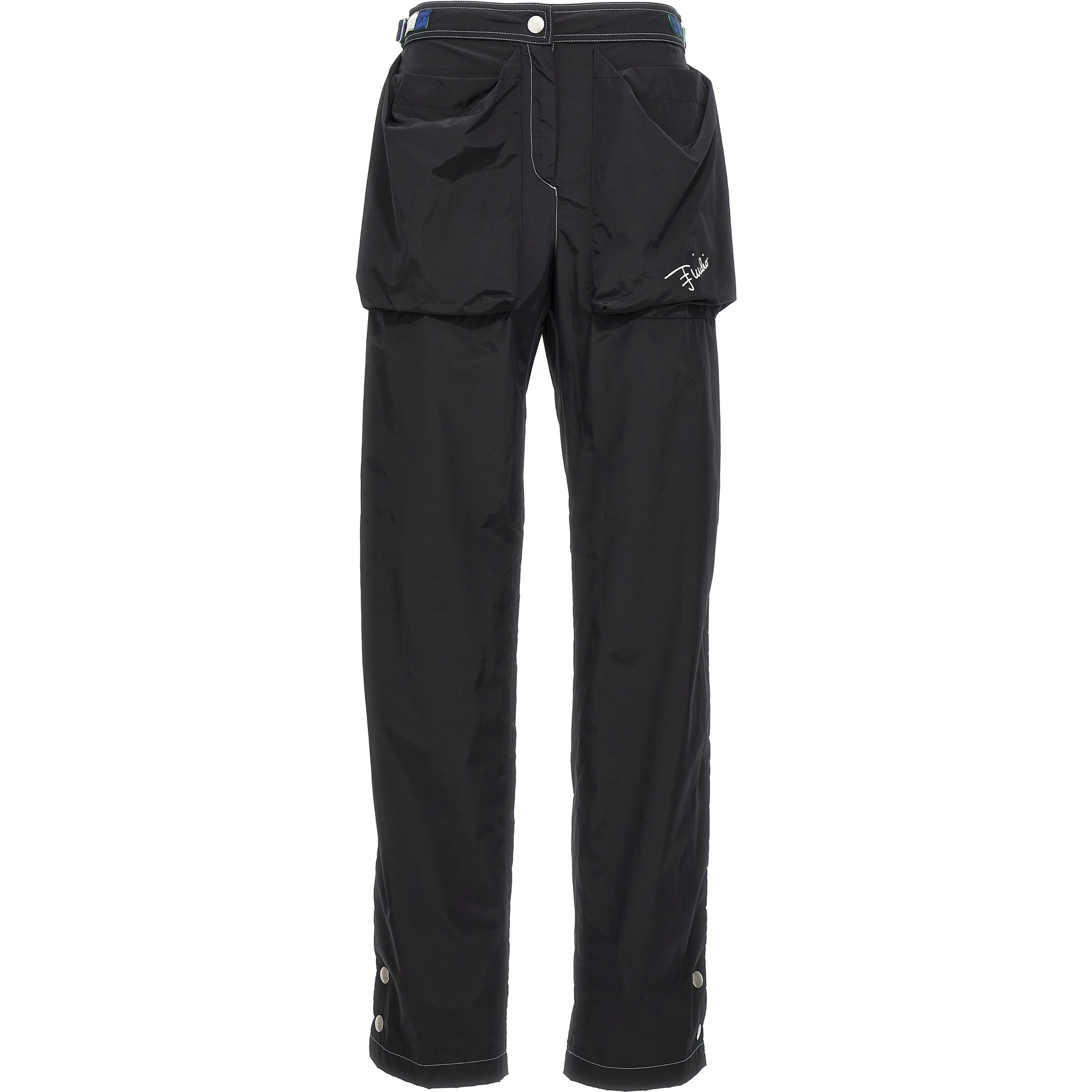 Black Polyamide Casual Pants