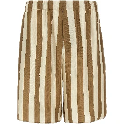 Beige Silk Bermuda Shorts