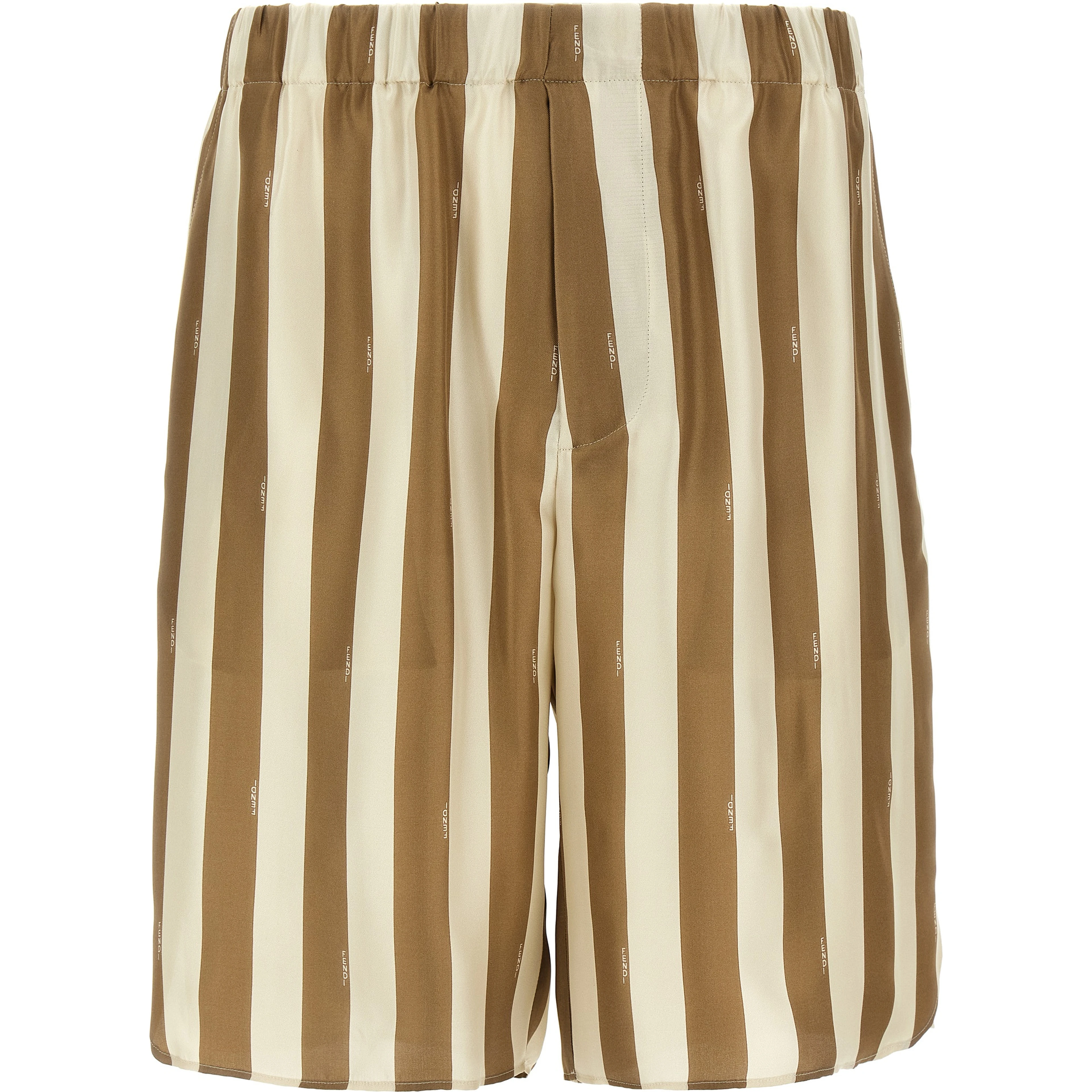 Beige Silk Bermuda Shorts