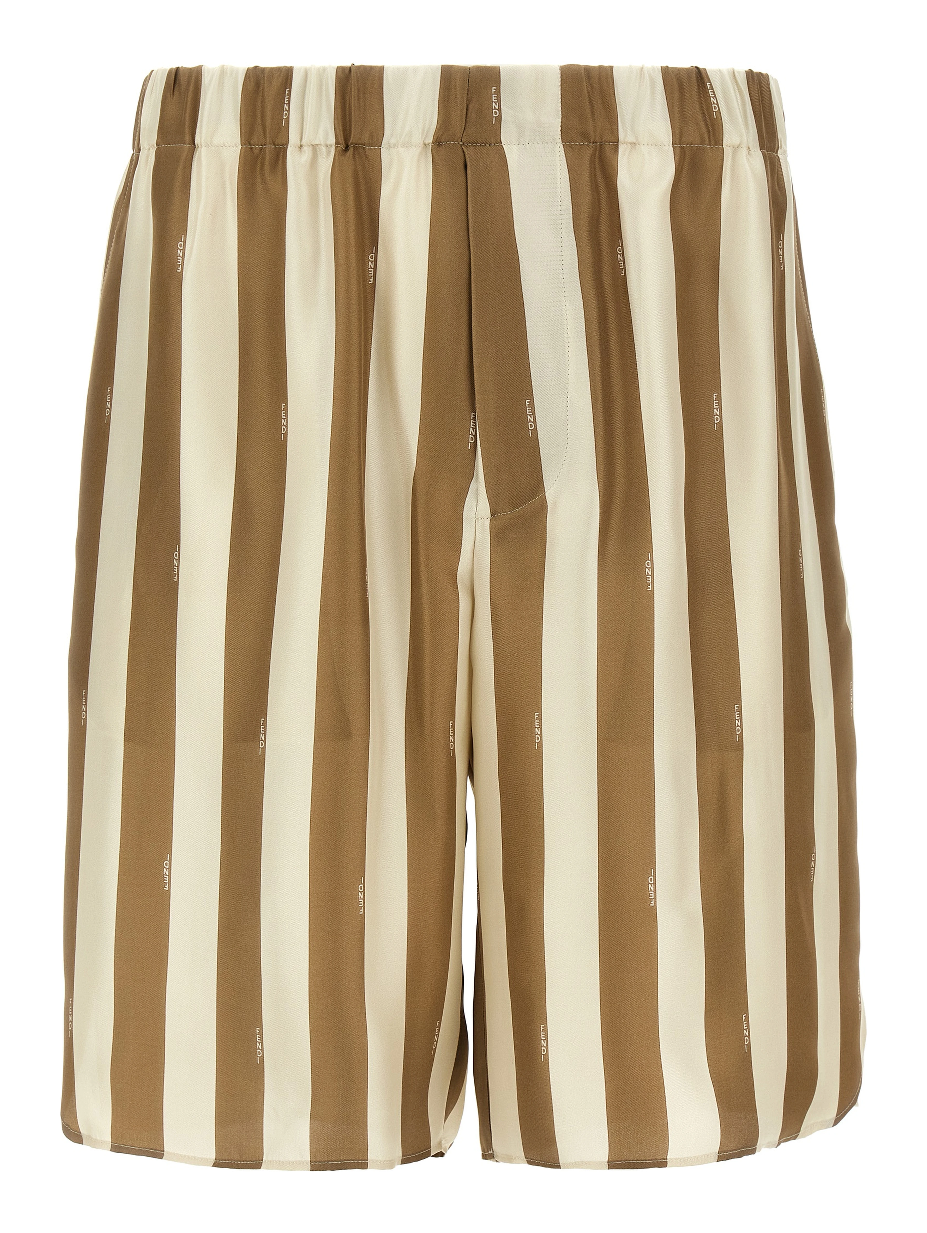 Beige Silk Bermuda Shorts