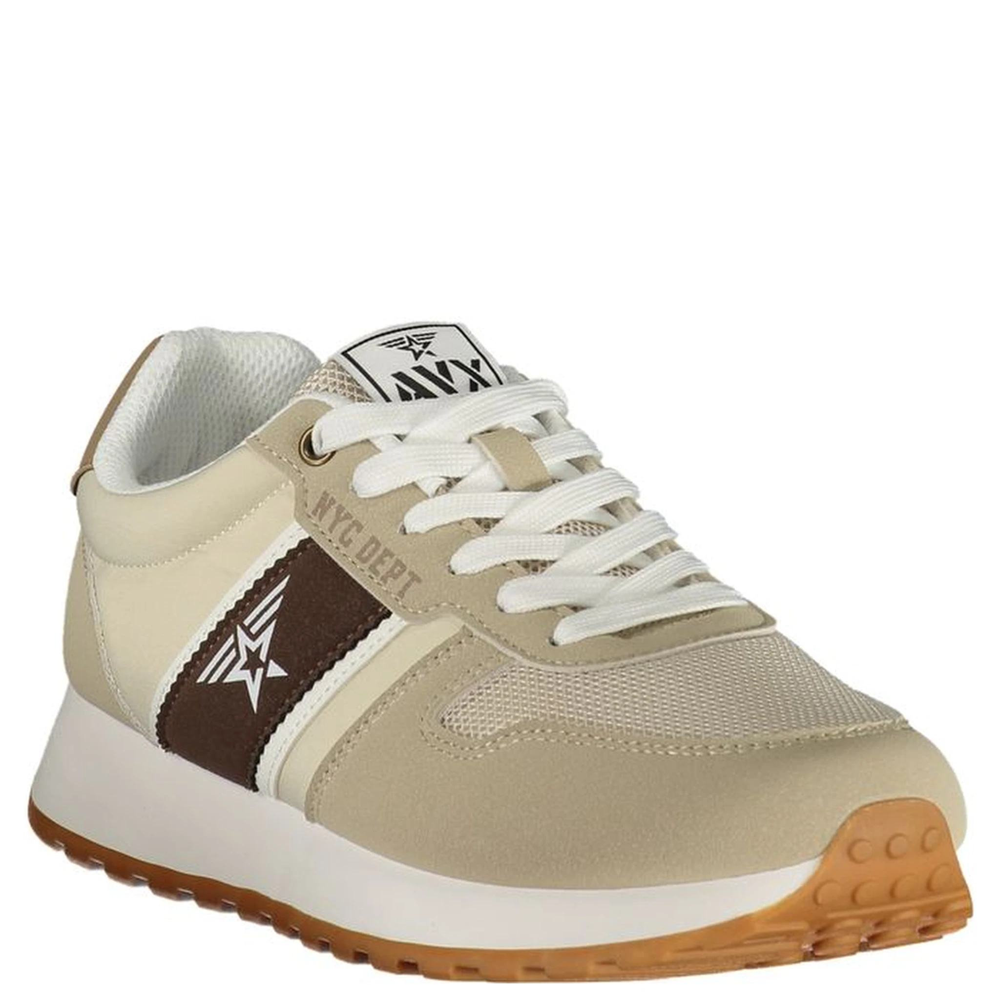 Beige Polyester Mens Sneaker