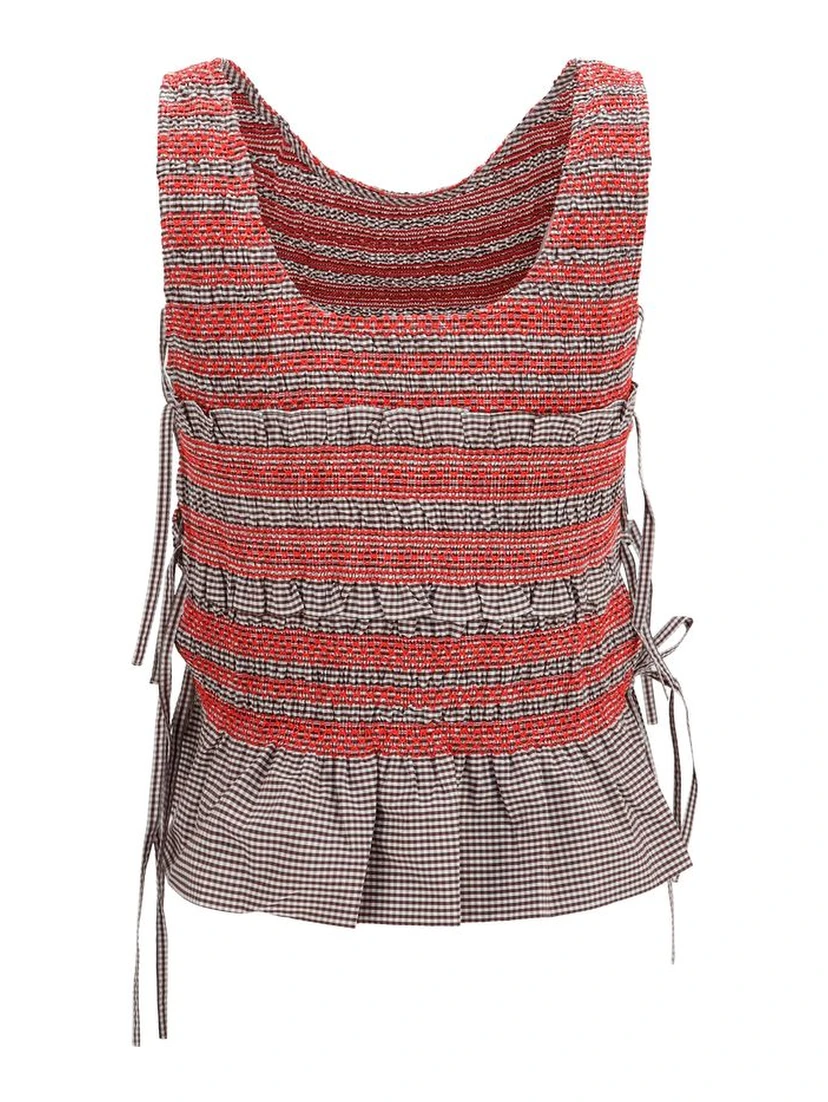 Brown Cotton Sleeveles T-Shirt