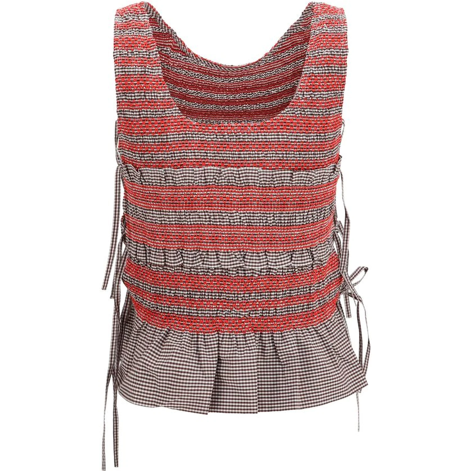 Brown Cotton Sleeveles T-Shirt