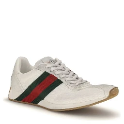 White Polyester Athletic Sneakers