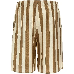 Beige Silk Bermuda Shorts