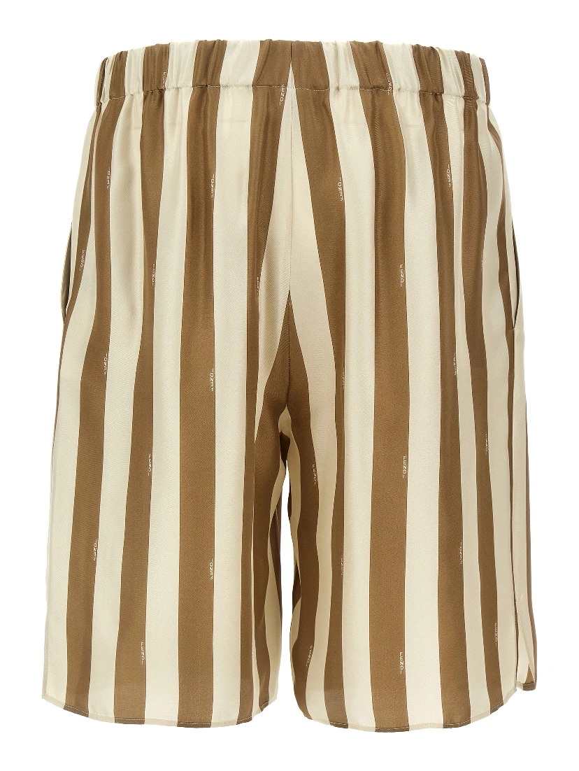 Beige Silk Bermuda Shorts