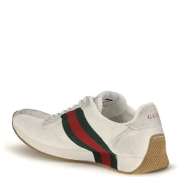 White Polyester Athletic Sneakers