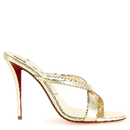 Gold Lambskin Stiletto Heel Sandals
