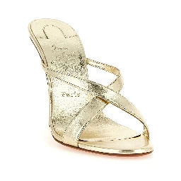 Gold Lambskin Stiletto Heel Sandals