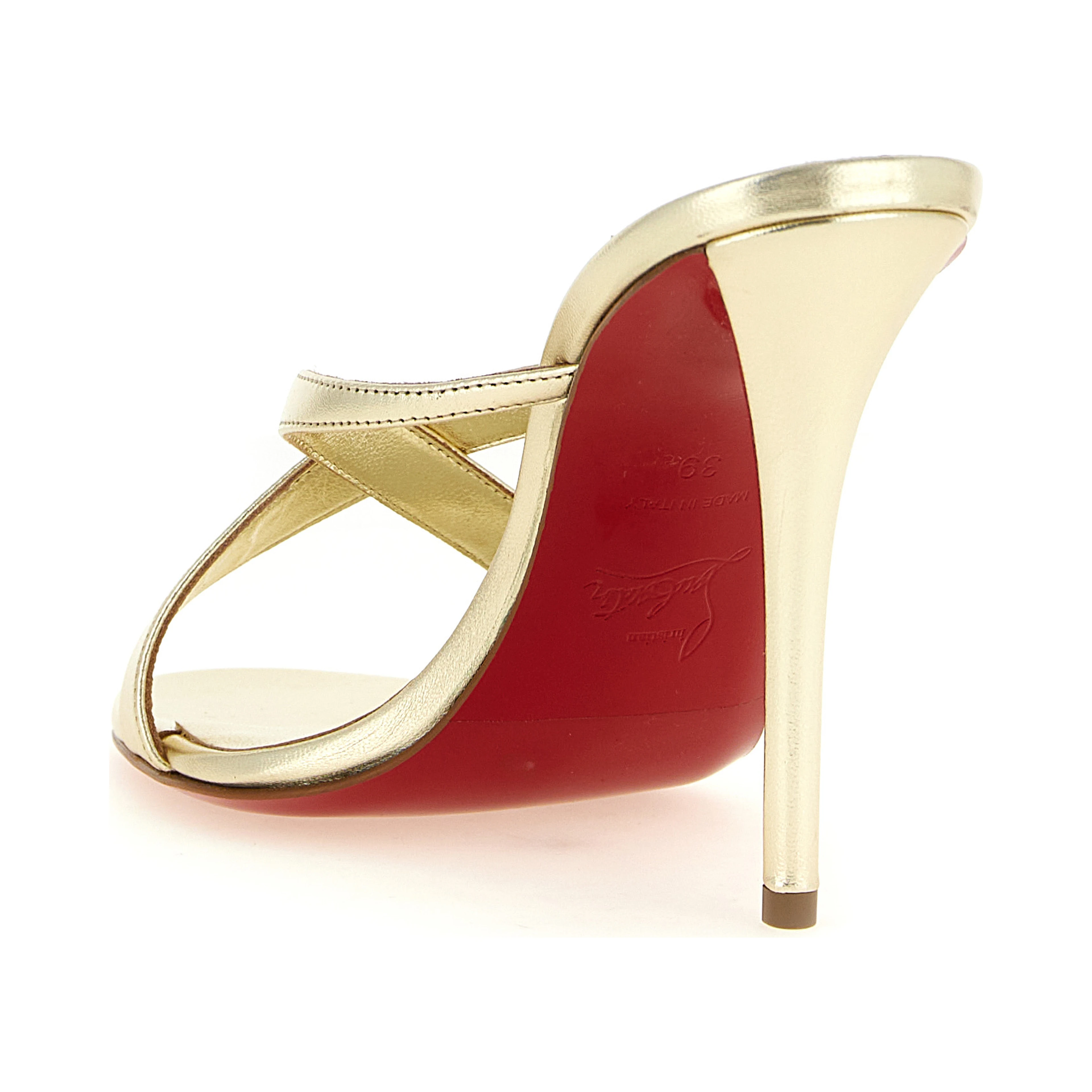 Gold Lambskin Stiletto Heel Sandals