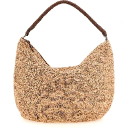 Beige Raffia Shoulder Bag