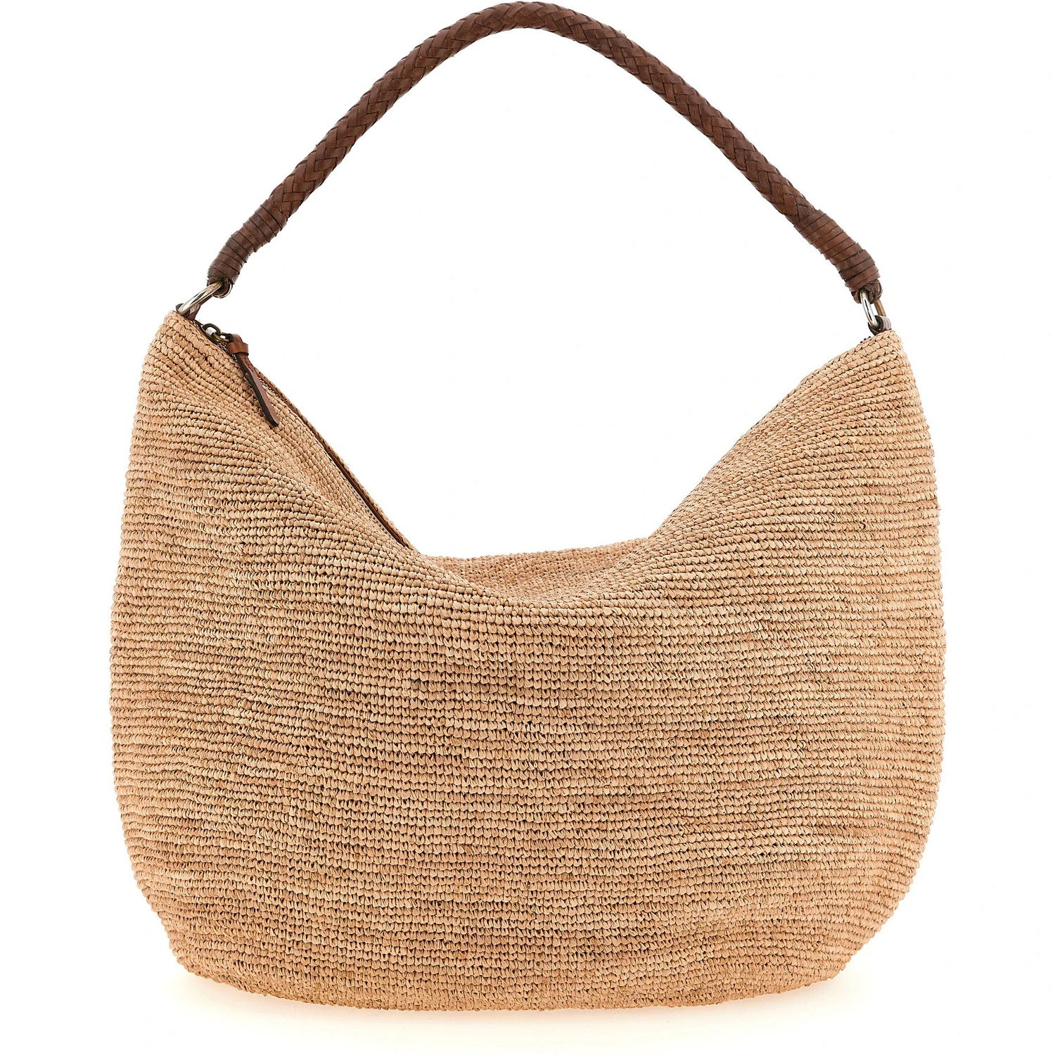 Beige Raffia Shoulder Bag