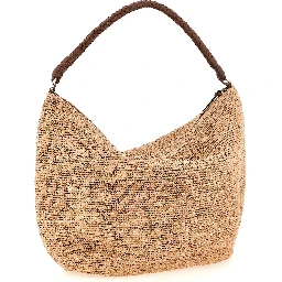 Beige Raffia Shoulder Bag